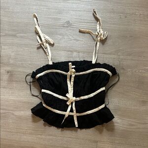 Black and Cream Tie Tank Top